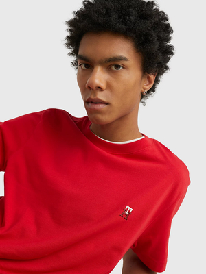 Tommy Hilfiger pánské červené tričko - XL (XLG)