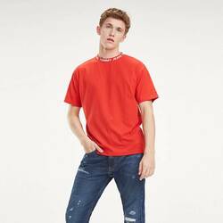 Tommy Hilfiger pánské červené tričko Collar - XL (667)