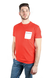 Tommy Hilfiger pánské červené tričko s kapsičkou Contrast