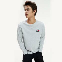 Tommy Hilfiger pánské šedé tričko s dlouhým rukávem Badge
