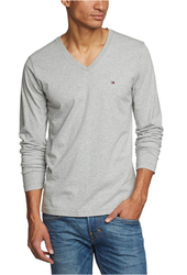 Tommy Hilfiger pánské šedé tričko s výstřihem do V