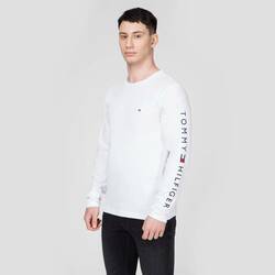 Tommy Hilfiger pánské bílé tričko s dlouhým rukávem