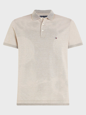 Tommy Hilfiger pánské hnědobílé polo Oxford - M (GW8)