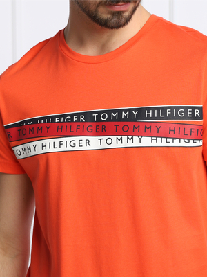 Tommy Hilfiger pánské oranžové tričko Corp - S (XMV)