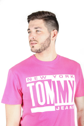 Tommy Hilfiger pánské růžové tričko s potiskem - L (573)