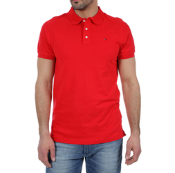 Tommy Hilfiger pánské sytě červené polo Basic