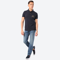 Tommy Hilfiger pánské tmavě modré polo Gold Icon - M (CJM)