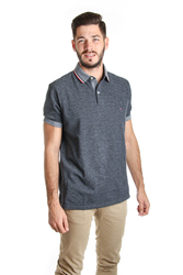 Tommy Hilfiger pánské tmavě modré melírované polo Oxford - M (403)