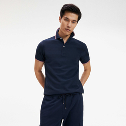 Tommy Hilfiger pánské tmavě modré polo Textured