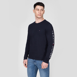 Tommy Hilfiger pánské tmavě modré tričko s dlouhým rukávem