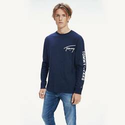 Tommy Hilfiger pánské tmavě modré tričko s dlouhým rukávem