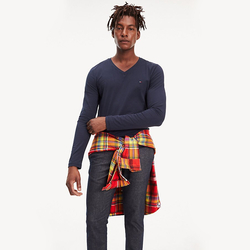 Tommy Hilfiger pánské tmavě modré tričko Stretch