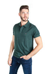 Tommy Hilfiger pánské tmavě zelené polo Luxury