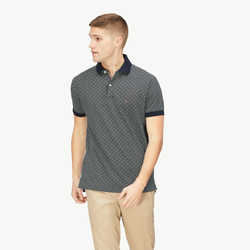Tommy Hilfiger pánské tmavě modré polo tričko se vzorem