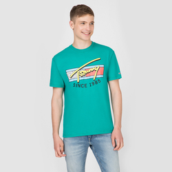 Tommy Hilfiger pánské tyrkysové tričko Neon script