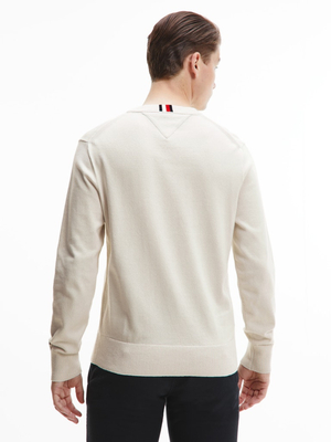 Tommy Hilfiger pánský smetanový svetr - XXL (YBI)