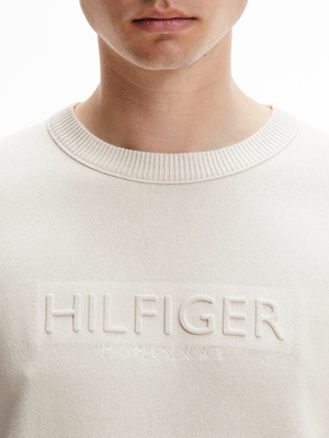 Tommy Hilfiger pánský smetanový svetr - XXL (YBI)