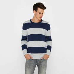 Tommy Hilfiger pánský šedý pruhovaný svetr Block