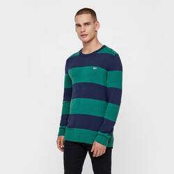 Tommy Hilfiger pánský zelený pruhovaný svetr Block
