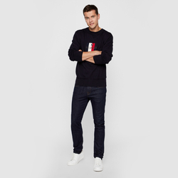 Tommy Hilfiger pánský tmavě modrý svetr Graphic - XXL (CJM)