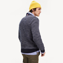 Tommy Hilfiger pánský tmavě modrý svetr Honeycomb - L (CJM)