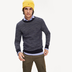 Tommy Hilfiger pánský tmavě modrý svetr Honeycomb - L (CJM)