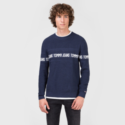Tommy Jeans pánský tmavě modrý svetr Logo Tape - L (002)