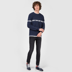 Tommy Jeans pánský tmavě modrý svetr Logo Tape - L (002)