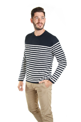 Tommy Hilfiger pánský tmavě modrý svetr s pruhy - L (403)