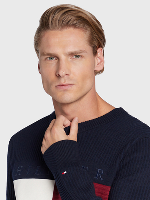 Tommy Hilfiger pánský tmavě modrý svetr - XXL (0GY)
