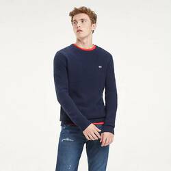 Tommy Hilfiger pánský tmavě modrý svetr s texturou