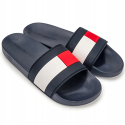 Tommy Hilfiger pánské tmavě modré pantofle Flag