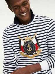 Tommy Hilfiger pánská pruhovaná mikina Naval - XL (0A4)