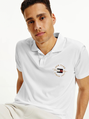 Tommy Hilfiger pánské bílé polo tričko - S (YBR)