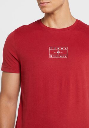 Tommy Hilfiger pánské bordové tričko - M (XIT)
