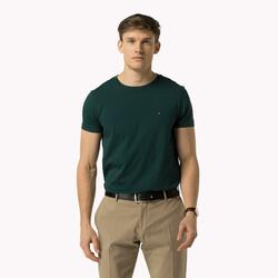 Tommy Hilfiger pánské tmavě zelené tričko Stretch