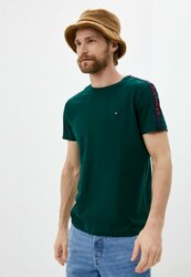 Tommy Hilfiger pánské tmavě zelené tričko - M (MBP)