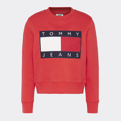 Tommy Jeans dámská červená mikina Flag - M (XA9)