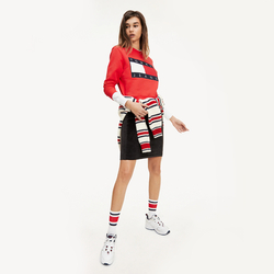 Tommy Jeans dámská červená mikina Flag - M (XA9)