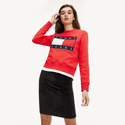 Tommy Jeans dámská červená mikina Flag - M (XA9)