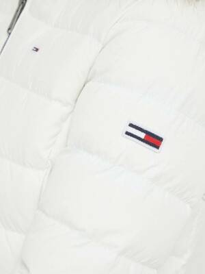 Tommy Jeans dámská bílá dlouhá bunda - XS (YBL)