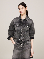 Tommy Jeans dámská černo-šedá bunda Mom - XS (1BZ)