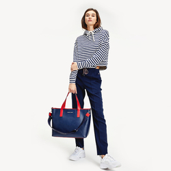 Tommy Jeans dámská tmavě modrá pruhovaná mikina s kapucí - XS (0ZE)