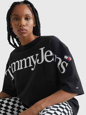 Tommy Jeans dámské černé tričko - S (BDS)