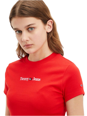 Tommy Jeans dámské červené tričko - L (XNL)