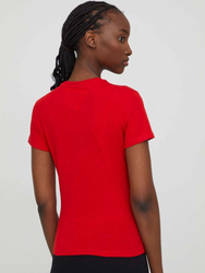 Tommy Jeans dámské červené tričko - M (XNL)