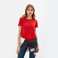 Tommy Hilfiger dámské červené tričko Jersey - XS (XA9)