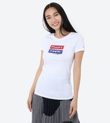 Tommy Jeans dámské bílé tričko Mirror - XS (YBR)
