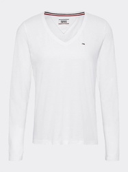 Tommy Jeans dámské bílé tričko s dlouhým rukávem - XS (YBR)