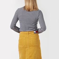 Tommy Jeans dámské modro šedé žebrované tričko s rolákem  - XS (0FN)
